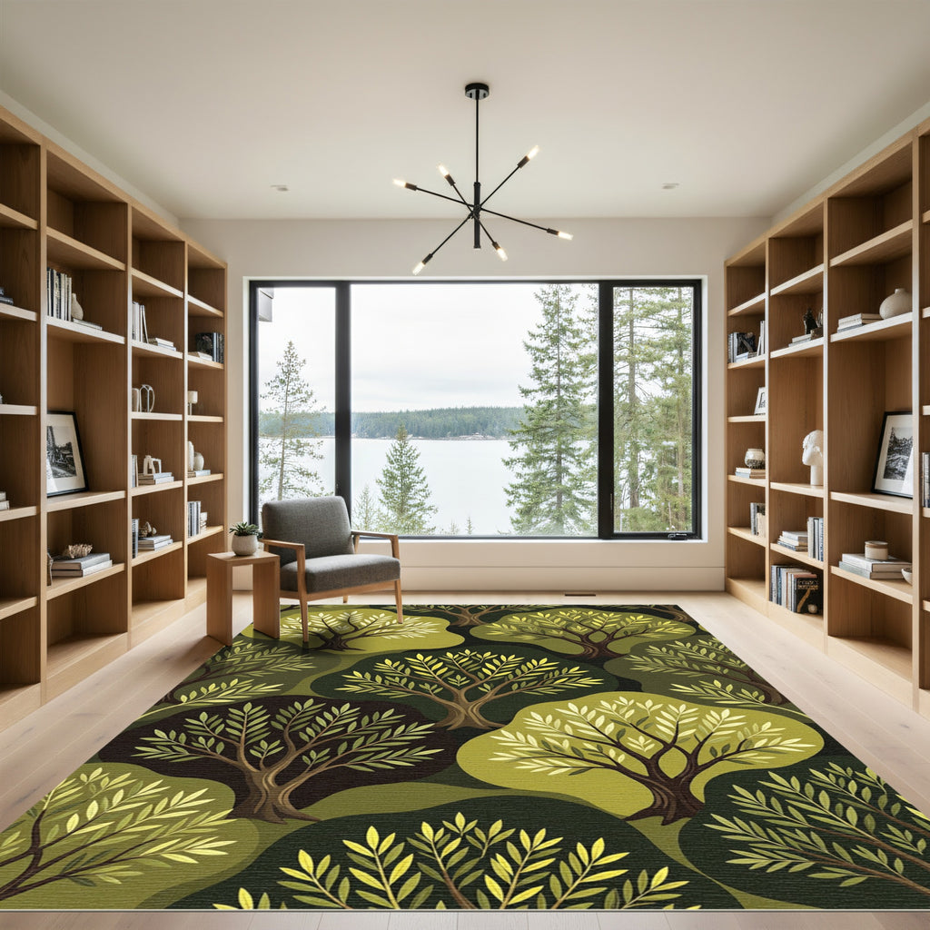 Olive Grove Trees Naturalistic Composition Rug