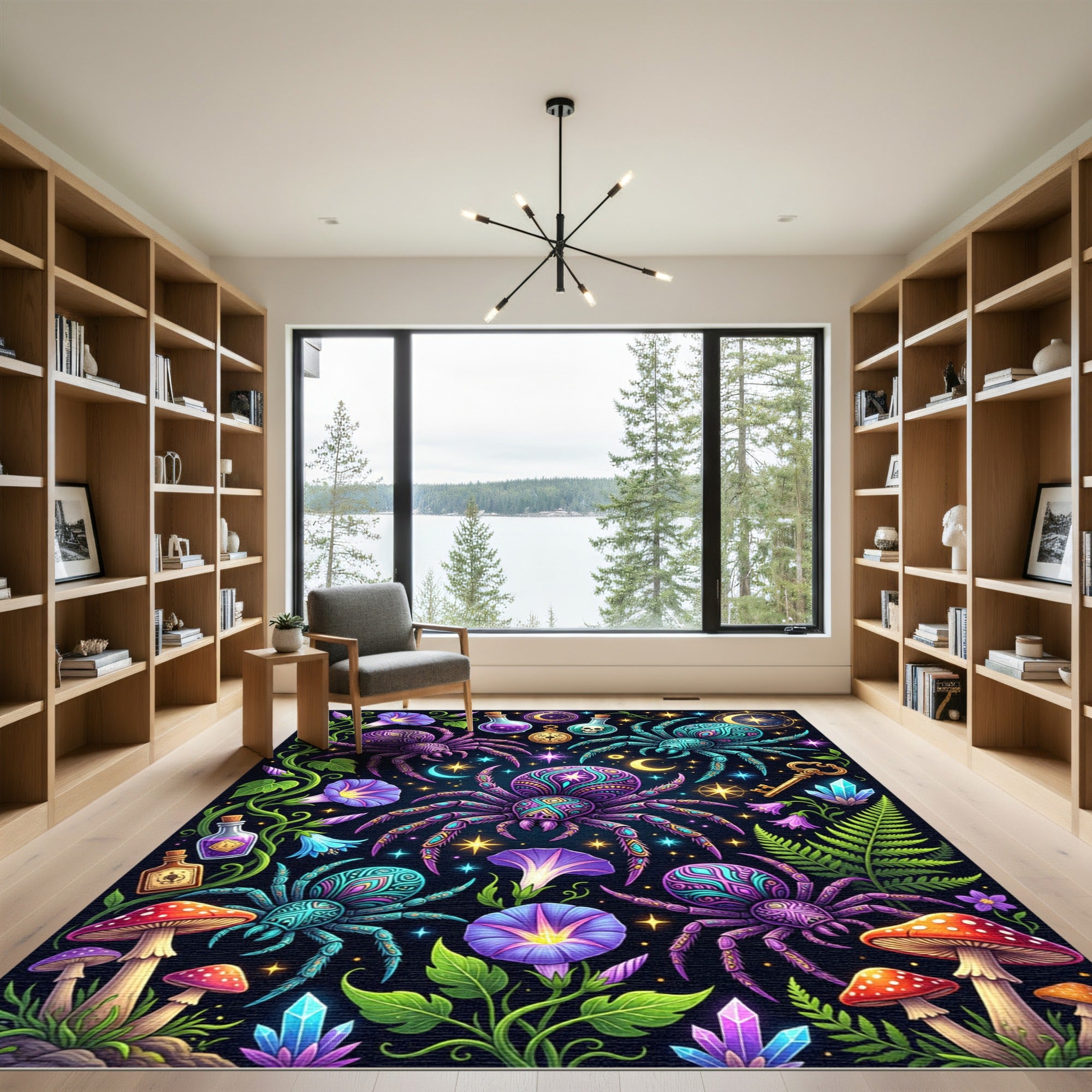 Mystical Neon Spider Celestial Flora Rug