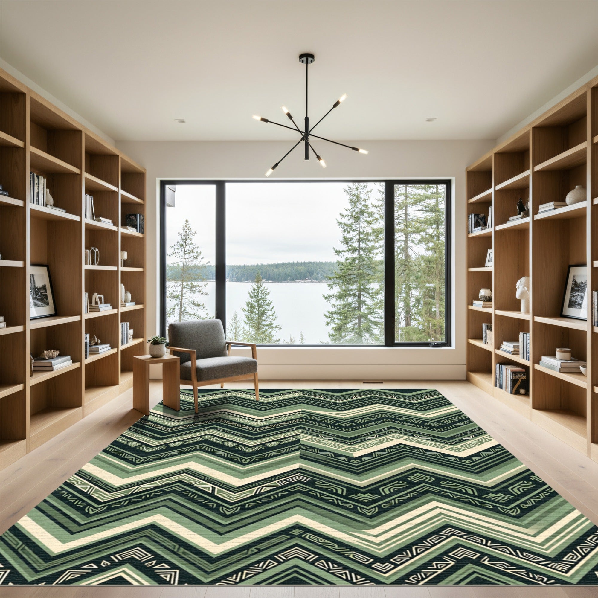 Sage Chevron Geometric Aztec Inspired Rug