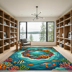 Vibrant Tropical Coral Reef Marine Scene Rug
