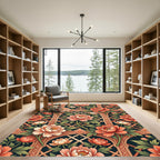 Coral Peach Peony Garden Lattice Rug