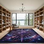 Celestial Purple Starry Galaxy Compass Rug