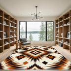Earthy Burnt Orange Geometric Diamond Ikat Rug
