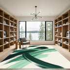 Modern Emerald Green Abstract Brushstroke Rug
