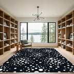 Black White Scattered Dot Composition Rug