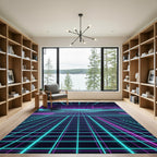 Neon Retro Grid Cyber Landscape Rug