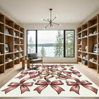 Elegant Rose Ribbon Bow Arrangement Rug
