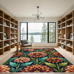 Amber Art Nouveau Botanical Bloom Rug