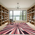 Coral Sunburst Geometric Radiance Rug