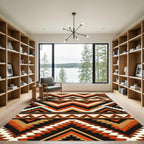 Terracotta Earthy Geometric Zigzag Aztec Rug