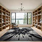 Monochrome Abstract Ink Splash Rug