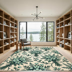 Sage Green Botanical Floral Bouquet Rug