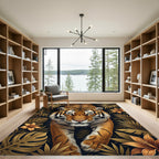 Golden Tiger Jungle Foliage Rug