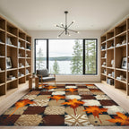Abstract Geometric Ochre Ink Splatter Grid Rug