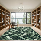 Sage Green Woven Herringbone Rug