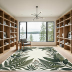 Enchanting Forest Fern Leaf Border Rug