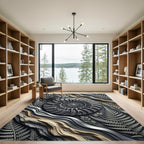 Charcoal Ammonite Fern Fossil Rug