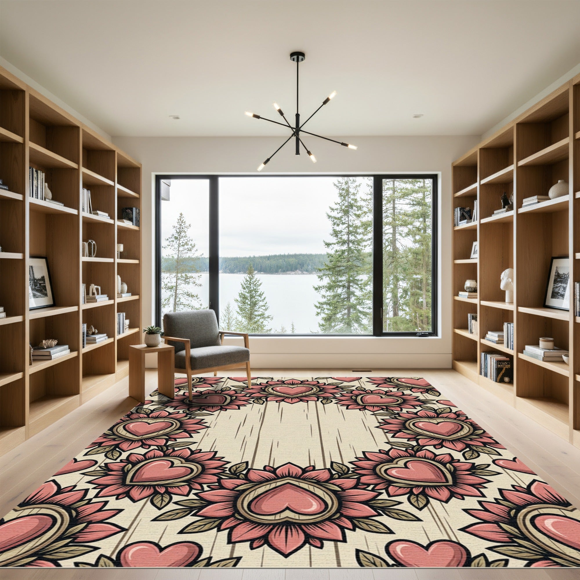 Rosy Heart Floral Medallions Rug
