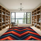 Crimson Blue Chevron Ridge Rug