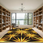 Golden Radiant Starburst Geometric Art Rug
