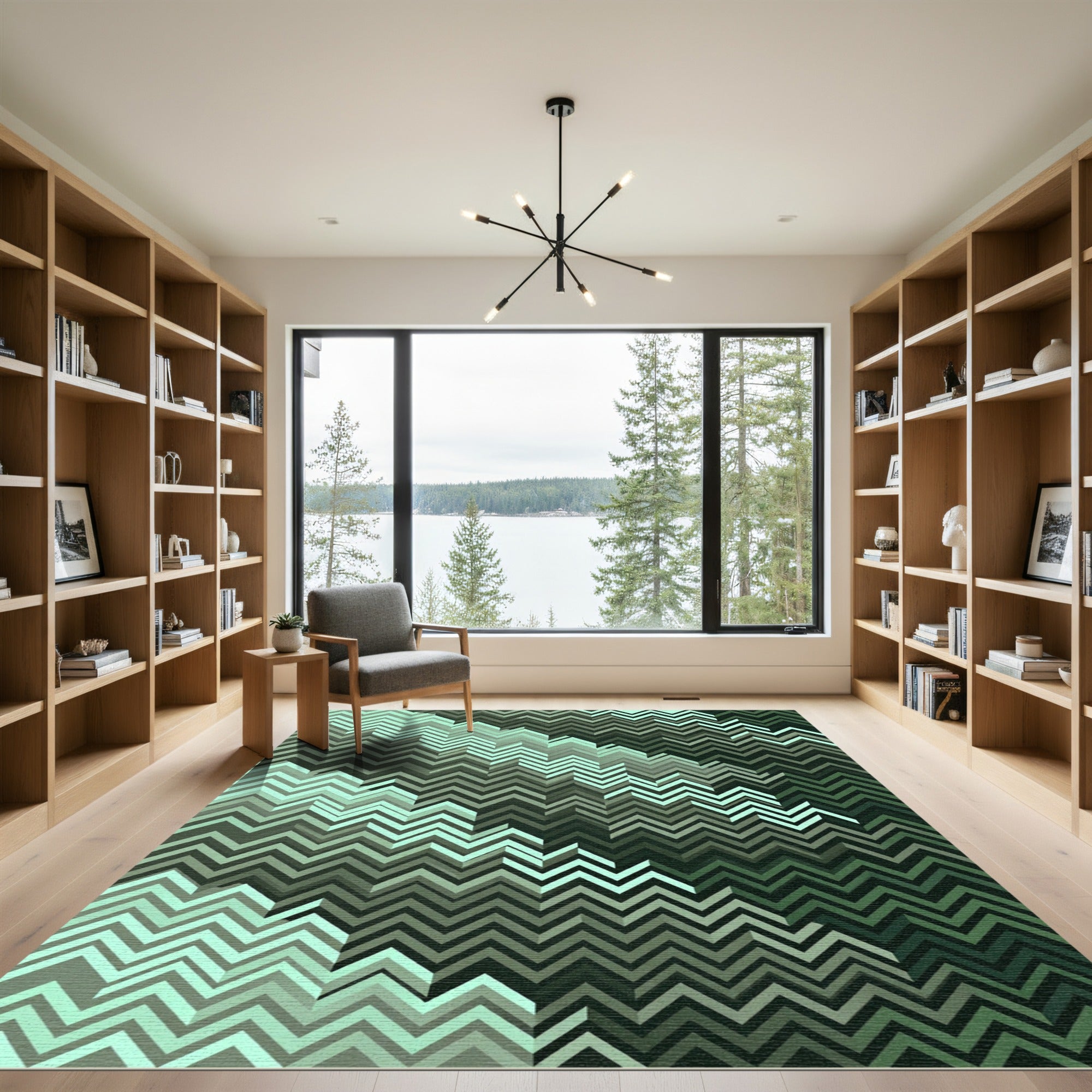 Ombre Mint Green Chevron Pattern Rug
