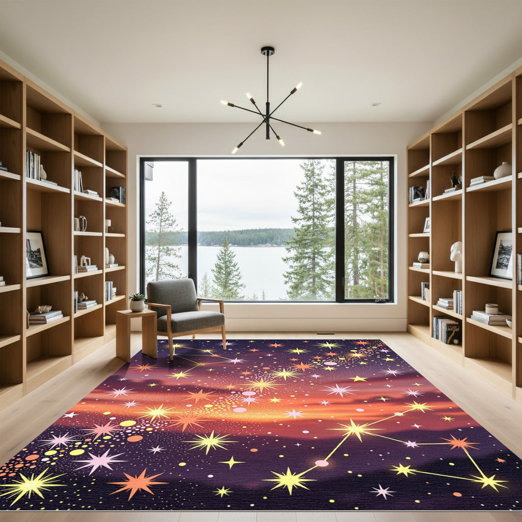 Cosmic Sunset Star Constellations Rug