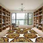 Golden Leopard Circular Swirl Medallion Rug