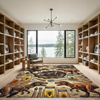 Prehistoric Fossil Dinosaur Excavation Earth Tones Rug