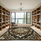 Rich Golden Vine Intertwined Bloom Rug