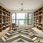 Earthy Tone Wood Grain Herringbone Rug