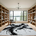Monochrome Abstract Black and White Splash Rug
