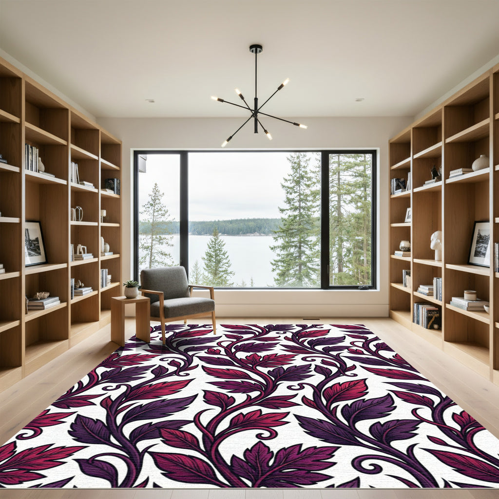Plum Vine Accents White Rug