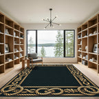Golden Nautical Rope Knot Border Rug