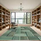 Sage Green Ribbed Geometric Block Rug