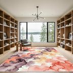 Abstract Coral Peach and Plum Watercolor Rug