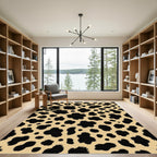 Black Spotted Tan Animal Print Rug
