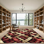 Crimson Gold Interlocking Lattice Rug