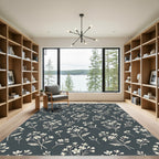 Charcoal White Delicate Branches Rug