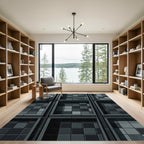 Charcoal Gray Tiled Grid Rug