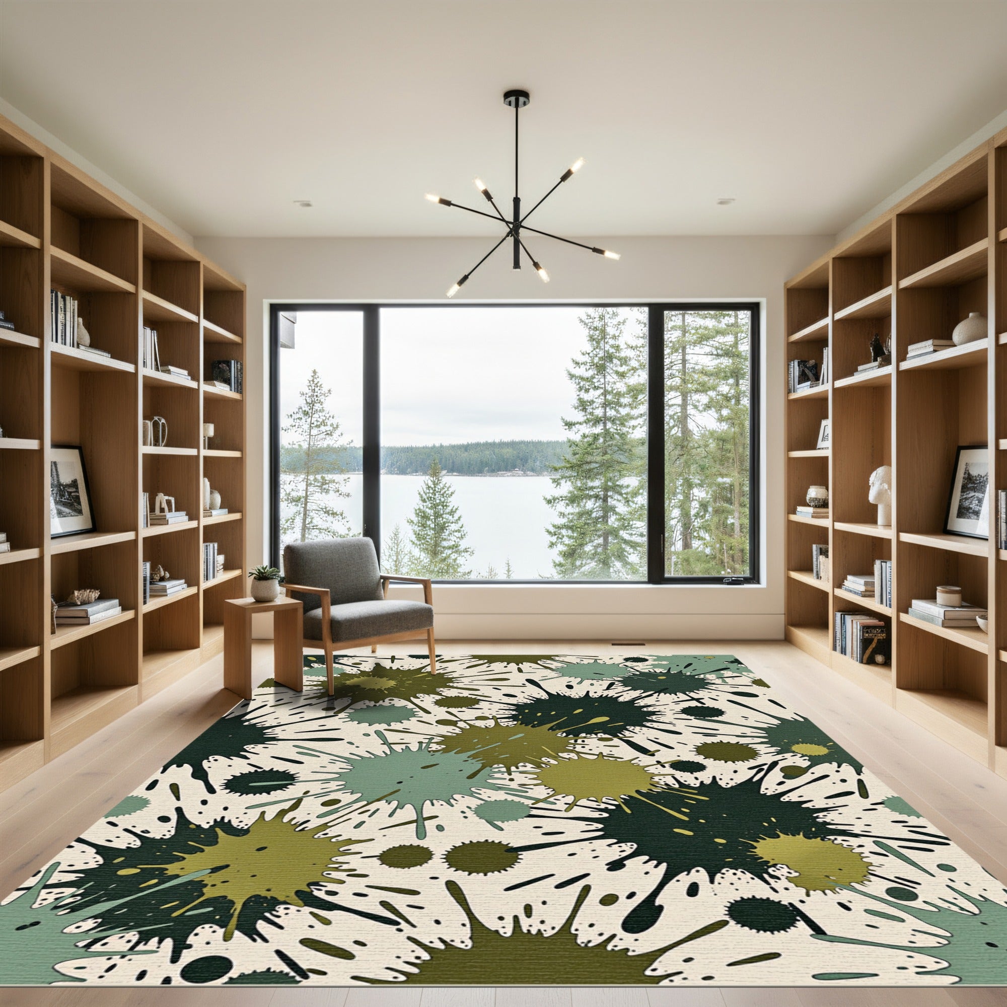 Earthy Tone Splattered Grunge Abstract Rug