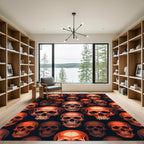 Bold Orange Skull Graphic Art Rug