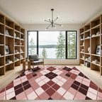 Classic Brown Argyle Geometric Diamond Rug