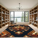 Earthy Golden Geometric Celestial Diamond Rug