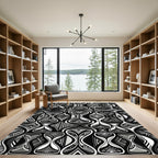 Monochromatic Abstract Hourglass Geometric Tile Rug