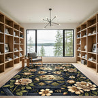 Cream Peony Rose Trellis Lattice Rug