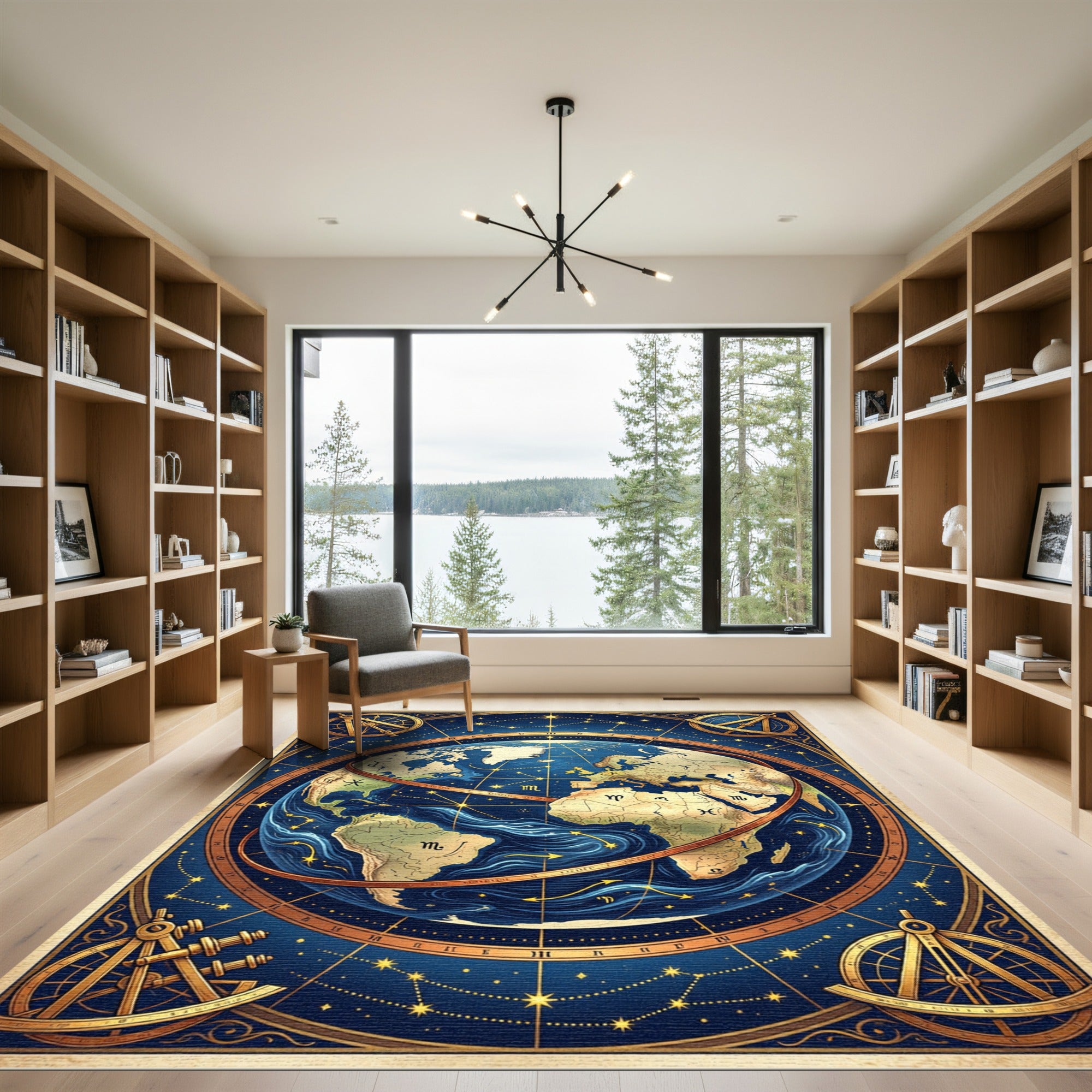Vintage Celestial Earth Constellation Rug