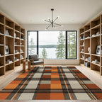 Rustic Burnt Orange Plaid Tartan Rug