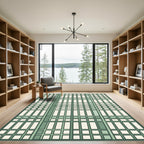 Sage Green Linear Plaid Grid Rug