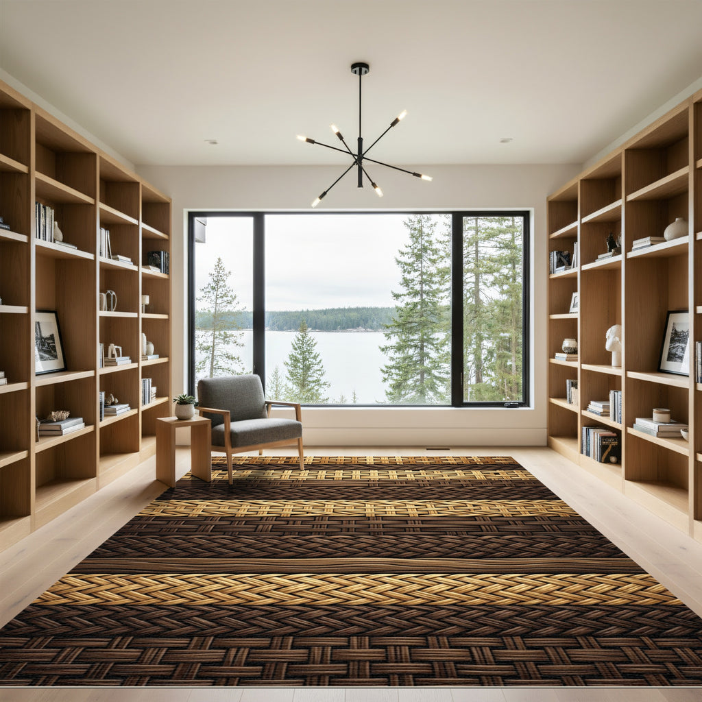 Woven Earthy Tones Horizontal Stripe Rug