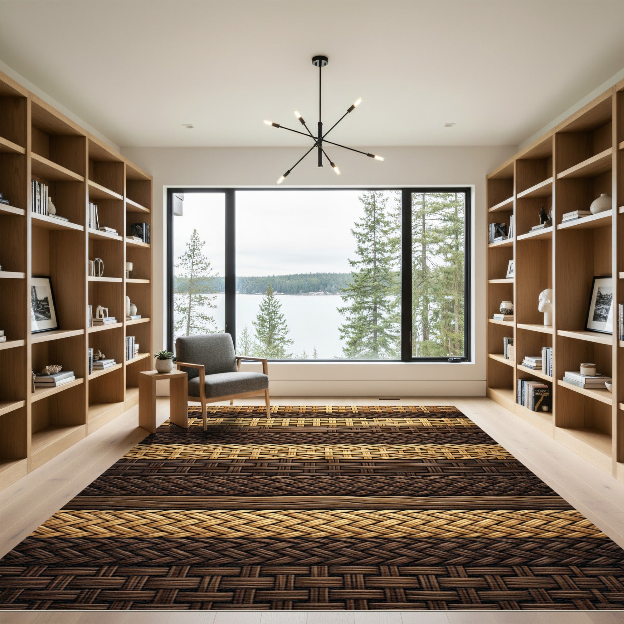 Woven Earthy Tones Horizontal Stripe Rug